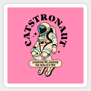 Astronaut Black Cat in pink Magnet